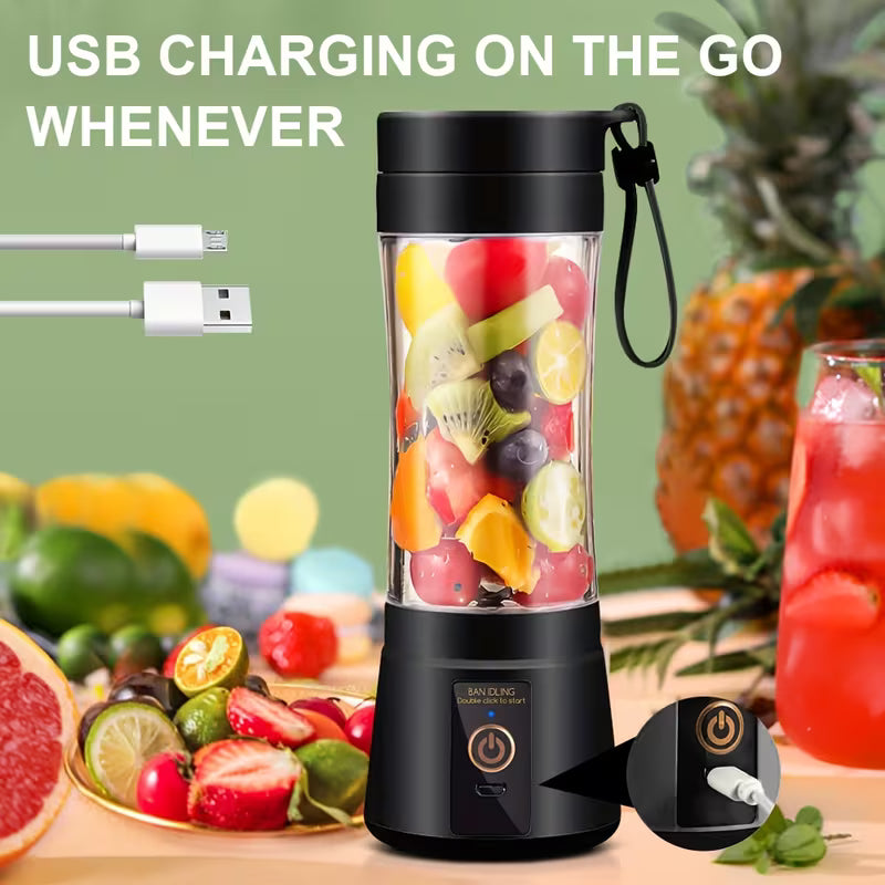 12.85 Oz Rechargeable Portable Blender Cup, Electric USB Juicer Blender, Mini Blender Portable Blender for Shakes And Smoothies, Juice, 380Ml, Six Blades Great for Mixing, Easy Clean, Ideal for Travel, Office, Picnic - Fresh Juices Anywhere