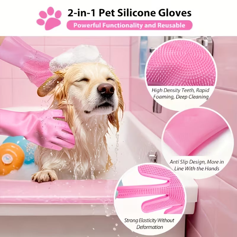 Dog And Cat Grooming Kit: Towels And Washing Gloves | Shiny Fur Pet Care Products, Cleaning Gloves, Gentle Hair Removal Tools Suitable For Puppies And Kittens