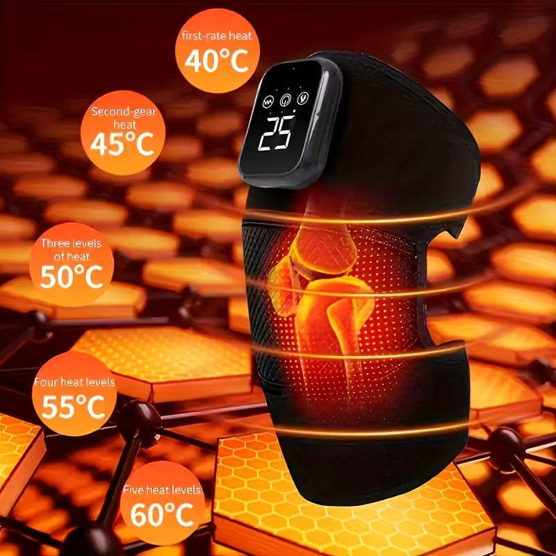 Knee Massager with Heat - 3 Adjustable Heating Pad -Keeps Knees Warm, Heating Pad for Joints, Muscles, Close-to-skin Comfort, Anti-slip Design, Breathable Fabric, Ideal Gift, Knee Brace for Men & Women - The Winter Essential for Cold-Weather Comfort.