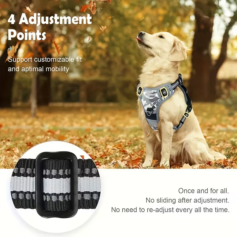 No-Pull Reflective Dog Harness With Handle Adjustable Escape proof Training Vest For Medium Large Dogs, Easy Control With Metal Clips, Outdoor Walking Gear, Halloween, Black Friday Christmas Gift