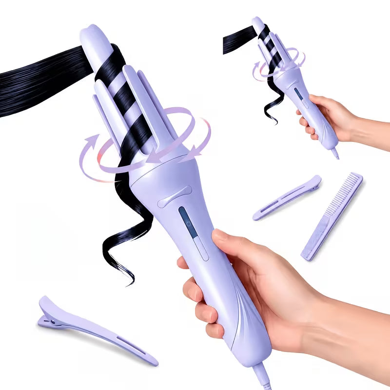 Automatic Curling Iron With 4 Temperature Settings, Birthday Gift For Women, Rotating Curling Iron Care Gift, Suitable For Mom, Purple And Pink, Christmas Gift, Comes With A Hair Clip Comb (color Random), Easy For Beginners, LEFINEE