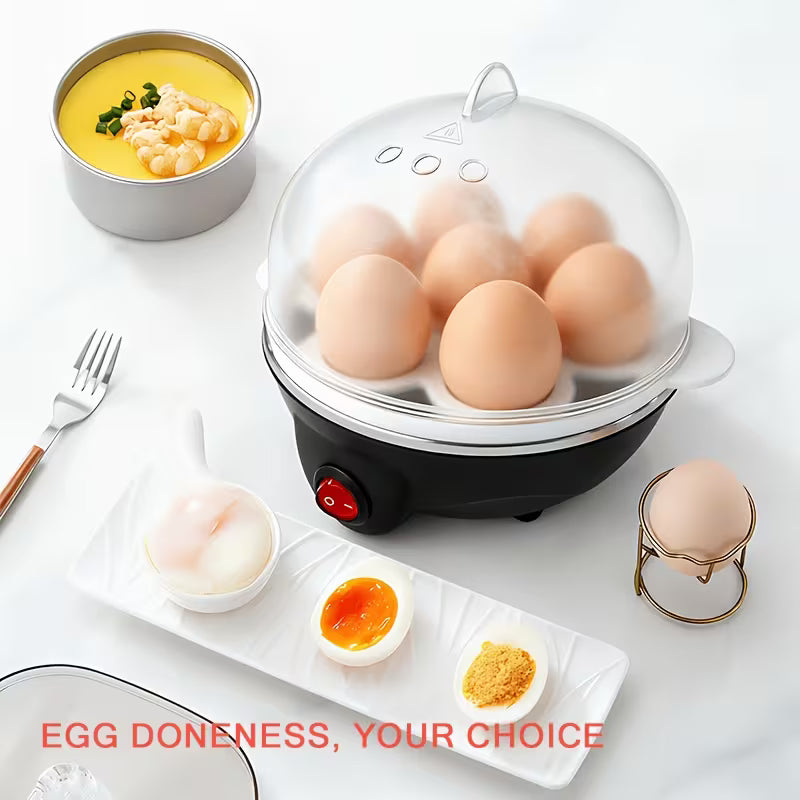 1-Layer/2-Layer Electric Egg Cooker, Rapid Egg Boiler with Auto Shut-Off, Multi-Functional Egg Poacher for Soft Medium Hard Boiled Eggs, Mini Food Steamer for Corn, Potatoes, Vegetables, Easy to Operate