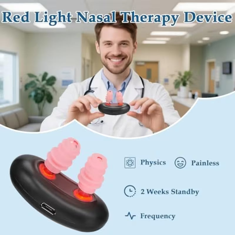 Red Light Nasal Device Portable USB Rechargeable For Sinus Congestion Dry Nose Care Allergy Soother Home Travel Personal Wellness