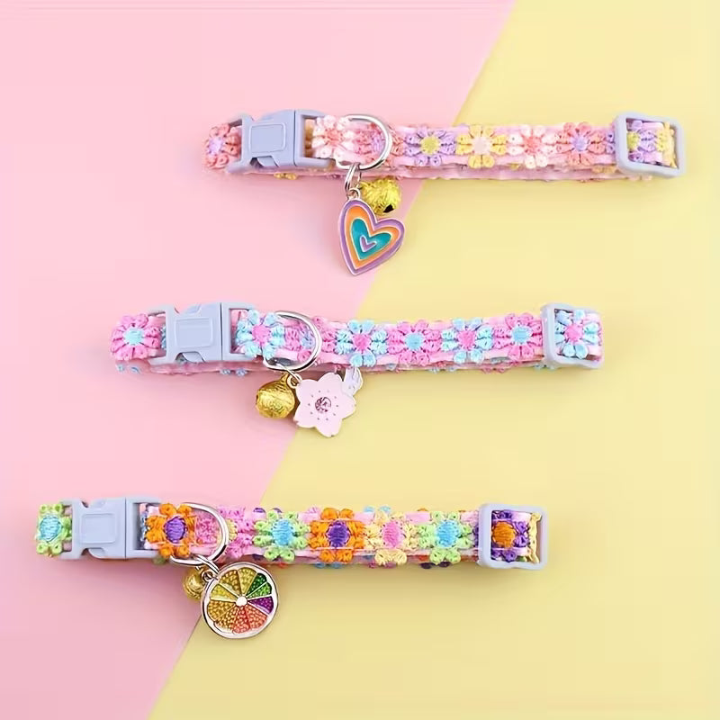 1pc Lace Pet Collar, Adjustable Cat Collar with Pendant, Suitable for Small Cats and Dogs
