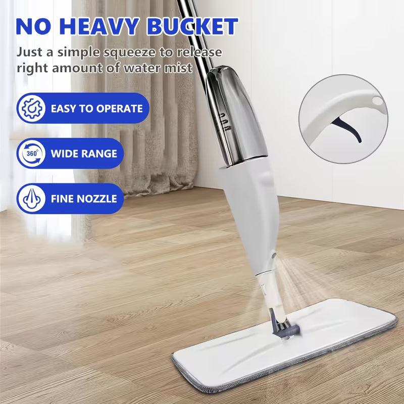 The Multifunctional Microfiber Spray Mop Comes with a Replaceable Mop Pad-perfect for Wet and Dry Cleaning on Hardwood, Laminate Floors, Tiles, and Ceramic Surfaces-perfect for Kitchen, Bathroom, and Living Room Use, and Comes with an Extended Han