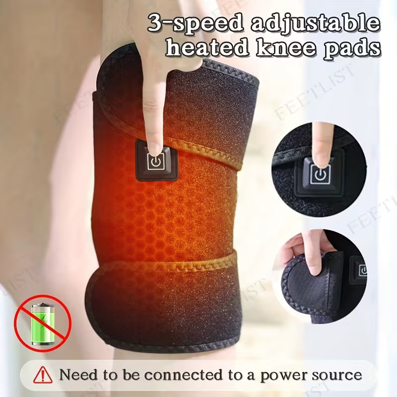 Knee Massager with Heat - 3 Adjustable Heating Pad -Keeps Knees Warm, Heating Pad for Joints, Muscles, Close-to-skin Comfort, Anti-slip Design, Breathable Fabric, Ideal Gift, Knee Brace for Men & Women - The Winter Essential for Cold-Weather Comfort.