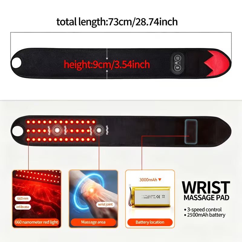 Red Light Heating Vibration Wrist Guard, Three-Level Temperature Control Massage Wrist Support, Wrist Discomfort, Adjustable Wrist Strap for Daily Care