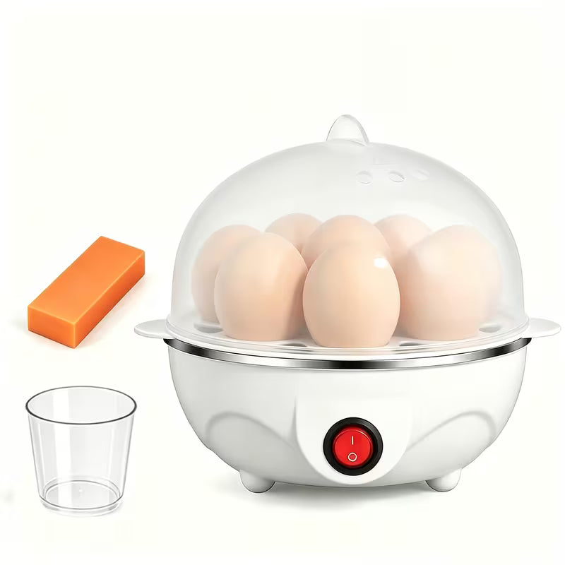 1-Layer/2-Layer Electric Egg Cooker, Rapid Egg Boiler with Auto Shut-Off, Multi-Functional Egg Poacher for Soft Medium Hard Boiled Eggs, Mini Food Steamer for Corn, Potatoes, Vegetables, Easy to Operate