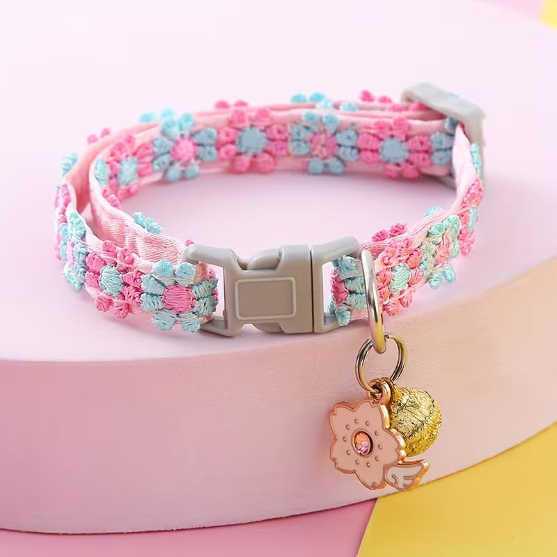 1pc Lace Pet Collar, Adjustable Cat Collar with Pendant, Suitable for Small Cats and Dogs
