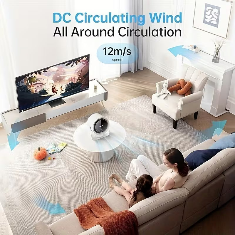 A Silent Wall Mounted Desktop with Digital Display, 5-speed Wind Speed, Can Be Hung, Powered By A 5400mAh Battery, Portable USB Desktop , Suitable for Office, Bedroom, Bedside, Travel, Camping