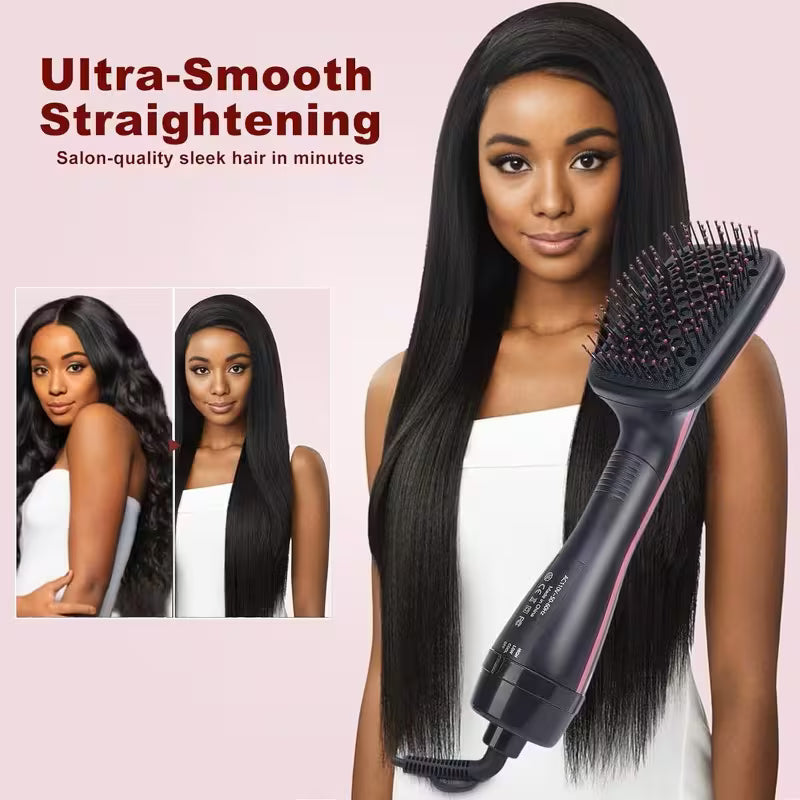 Portable Ionic Hair Straightener Brush: 3-In-1 Hot Air Brush And Styler with Negative Ion Technology, Frizz Control, Rapid, Wet/Dry Use, Anti-Scald - Comb/Straighter/Dryer in One The Perfect Valentine'S Day Gift