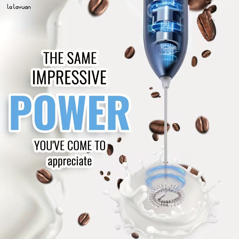 Lalayuan Powerful Electric Milk Frother, Mini Stainless Steel Milk Foamer, Battery Operated (Battery Not Included), Portable Drink Mixer Electric Whisk, Foam Maker for Coffee, Latte, Cappuccino, Matcha, Hot Chocolate