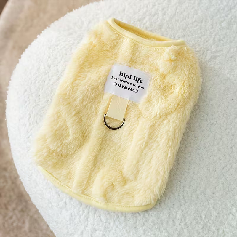 Autumn And Winter Dog Clothes Can Be Pulled Easy Solid Color Two Legs Fleece Wear Warmer Than Bear Cats Vests Pet Apparel