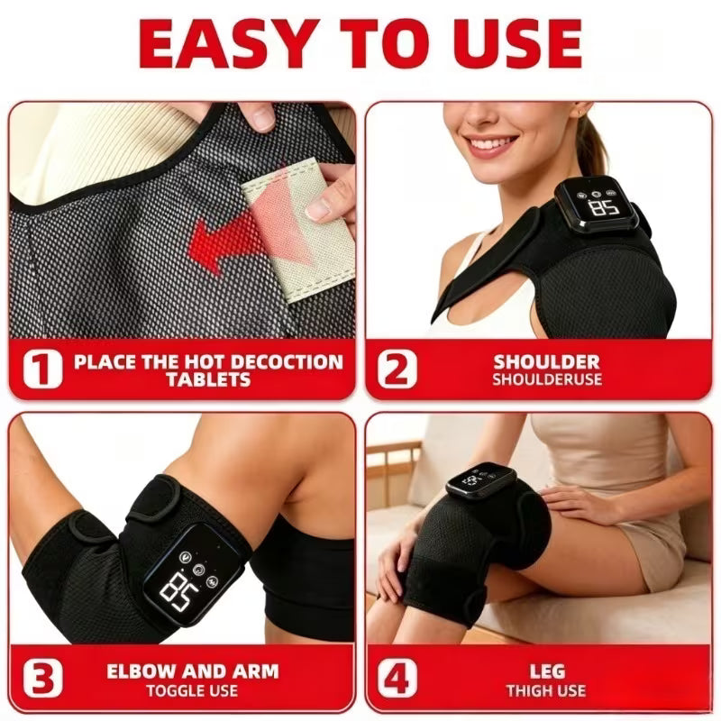 2pcs Portable Heated Knee Massager with 3 Heating & 3 Vibration Modes, Large Battery for Long Lasting Use, Compact Design for Home Office Travel, Unisex Warm Massage Gift for Knee Joint Care
