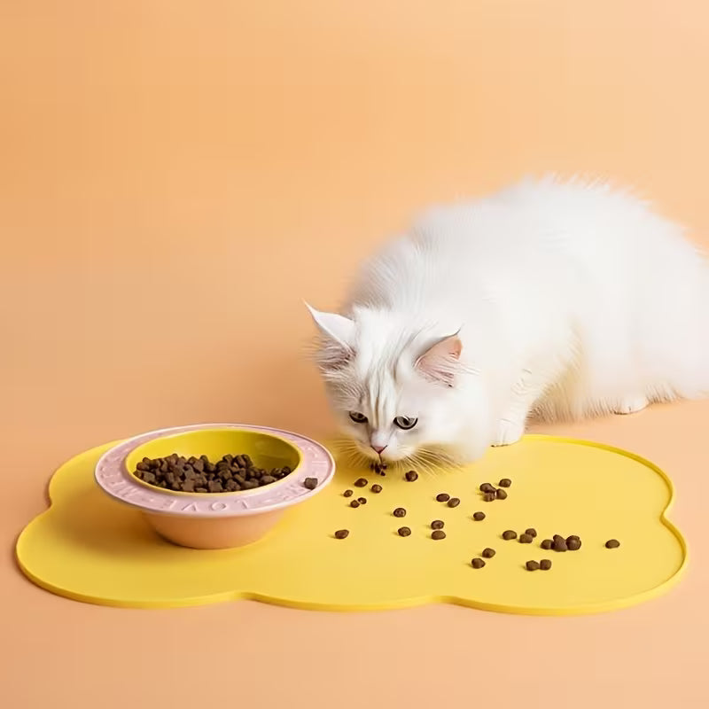 Silicone Pet Place Mat, Leak-Proof Non-Slip Feeding Mat for Dogs And Cats, Elliptical Bowl Pad