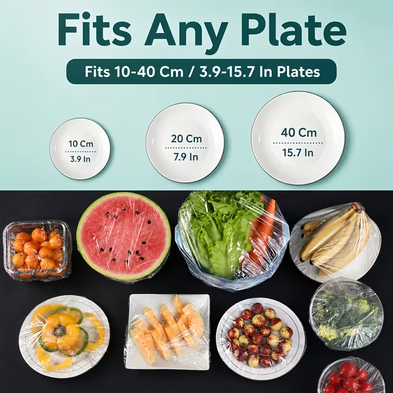 200pcs Pack Reusable Elastic Food Covers Suitable for Large Bowls & Plates, Stretchable Tear-Resistant Lid with Fit for Bowls, Plates, Containers - Durable Food-Grade Material for Kitchen, Lunch Box,, Picnic, Spill & Dust Proof