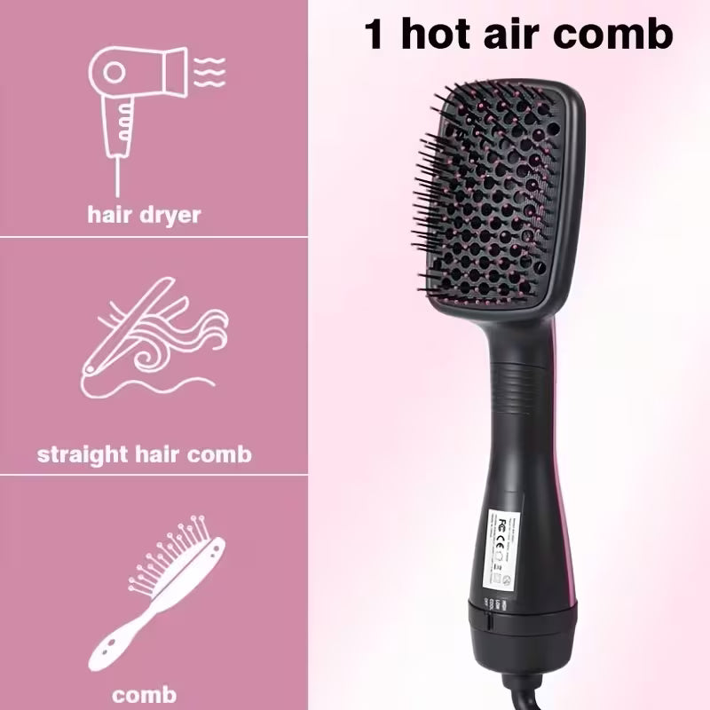 Portable Ionic Hair Straightener Brush: 3-In-1 Hot Air Brush And Styler with Negative Ion Technology, Frizz Control, Rapid, Wet/Dry Use, Anti-Scald - Comb/Straighter/Dryer in One The Perfect Valentine'S Day Gift