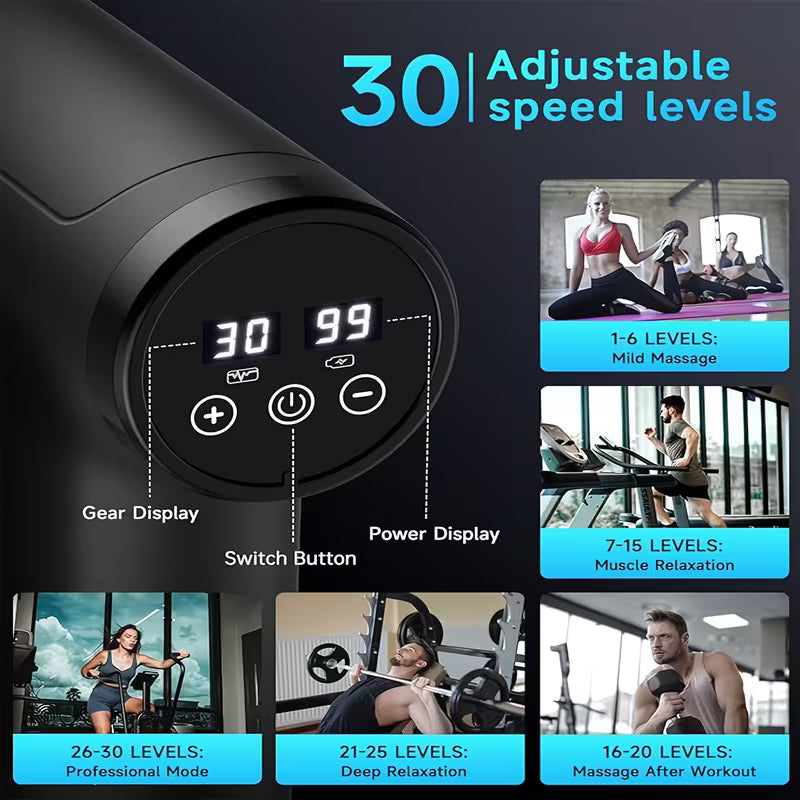 Massage Gun, Deep Tissue Massage Gun for Athletes, Full-Body Back And Arm Massage, Percussion Massager with 6 Massage Heads, Suitable for Sports And Fitness, Gift for Parents, Halloween Gifts