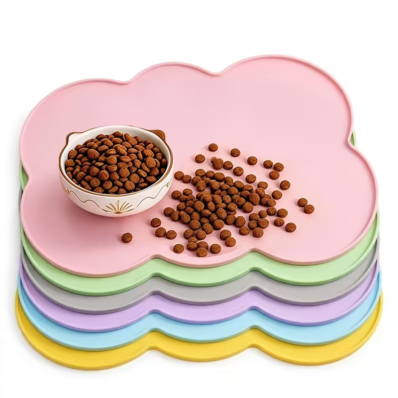 Silicone Pet Place Mat, Leak-Proof Non-Slip Feeding Mat for Dogs And Cats, Elliptical Bowl Pad