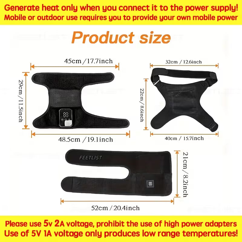 Knee Massager with Heat - 3 Adjustable Heating Pad -Keeps Knees Warm, Heating Pad for Joints, Muscles, Close-to-skin Comfort, Anti-slip Design, Breathable Fabric, Ideal Gift, Knee Brace for Men & Women - The Winter Essential for Cold-Weather Comfort.