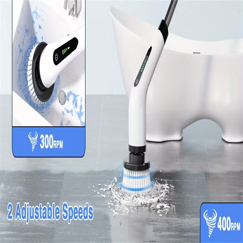 Multifunctional Cordless Electric Spin Scrubber, 7-in-1 Cleaning Brush with Adjustable Speed, 7 Replaceable Heads, Dual-Speed and Detachable Telescopic Handle, Suitable for Car, Kitchen, Living Room, Bathroom