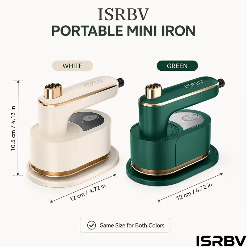 ISRBV 1 Portable Mini Travel Iron-mini Ironing Machine Travel Small Portable Steam Iron Is Suitable For College Dormitory/travel/household Necessities Steam Iron, With Measuring Cup And Portable Storage Bag-white/green.