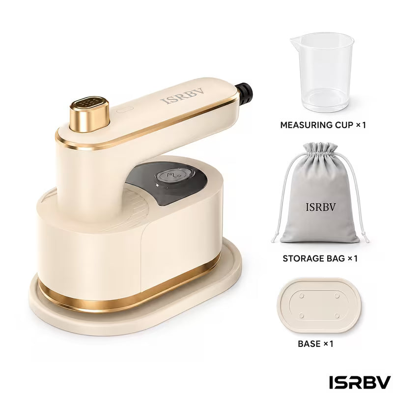 ISRBV 1 Portable Mini Travel Iron-mini Ironing Machine Travel Small Portable Steam Iron Is Suitable For College Dormitory/travel/household Necessities Steam Iron, With Measuring Cup And Portable Storage Bag-white/green.
