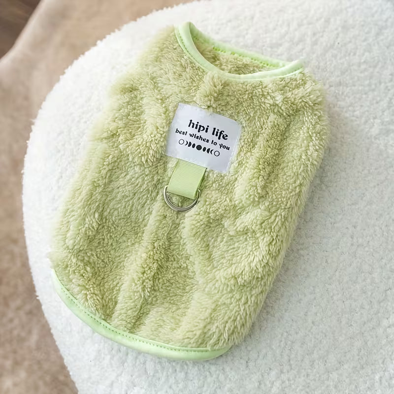 Autumn And Winter Dog Clothes Can Be Pulled Easy Solid Color Two Legs Fleece Wear Warmer Than Bear Cats Vests Pet Apparel