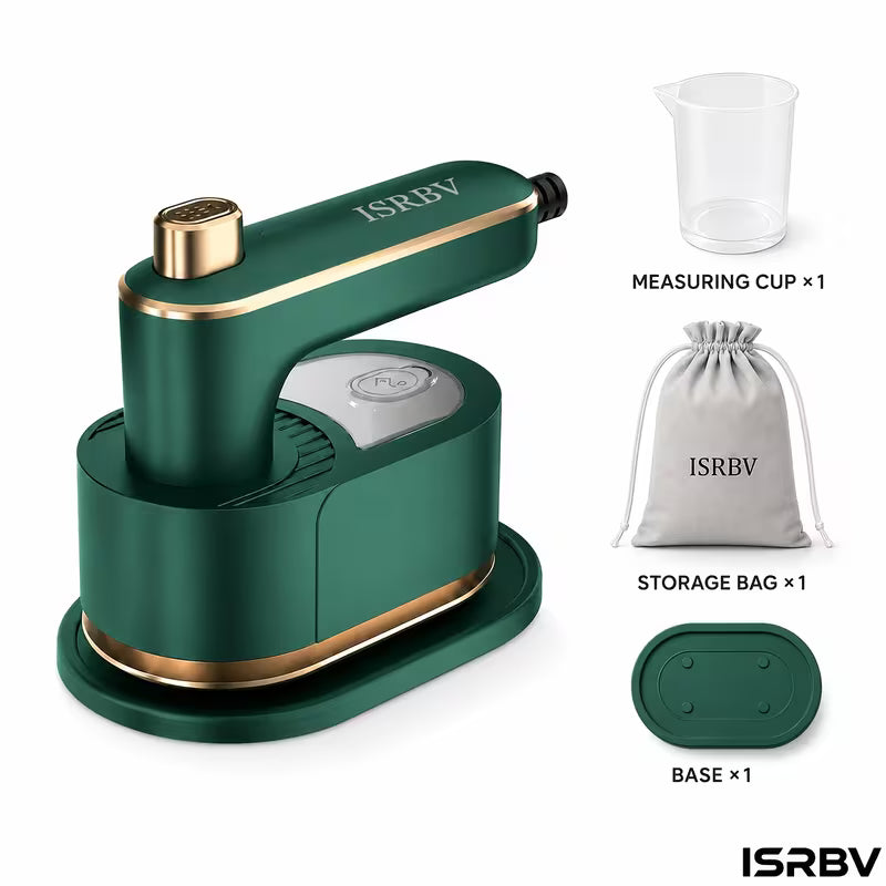 ISRBV 1 Portable Mini Travel Iron-mini Ironing Machine Travel Small Portable Steam Iron Is Suitable For College Dormitory/travel/household Necessities Steam Iron, With Measuring Cup And Portable Storage Bag-white/green.