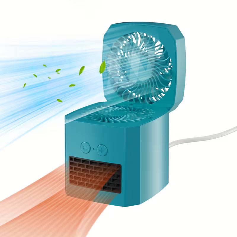 2in 1 Heater Fan Combo, 400W Portable Space Heater with 3 Speed Adjustable Temperature Multifunctional Dual-purpose Heater for Both Cooling And Heating, Home Mini Electric Heater, Office Desktop Heater, Portable And Movable Silent Heater