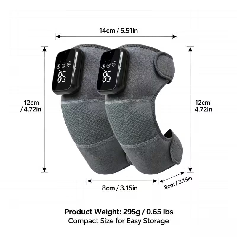 2pcs Portable Heated Knee Massager with 3 Heating & 3 Vibration Modes, Large Battery for Long Lasting Use, Compact Design for Home Office Travel, Unisex Warm Massage Gift for Knee Joint Care