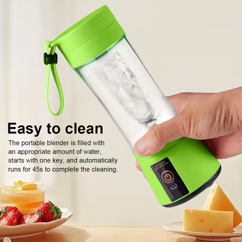 12.85 Oz Rechargeable Portable Blender Cup, Electric USB Juicer Blender, Mini Blender Portable Blender for Shakes And Smoothies, Juice, 380Ml, Six Blades Great for Mixing, Easy Clean, Ideal for Travel, Office, Picnic - Fresh Juices Anywhere