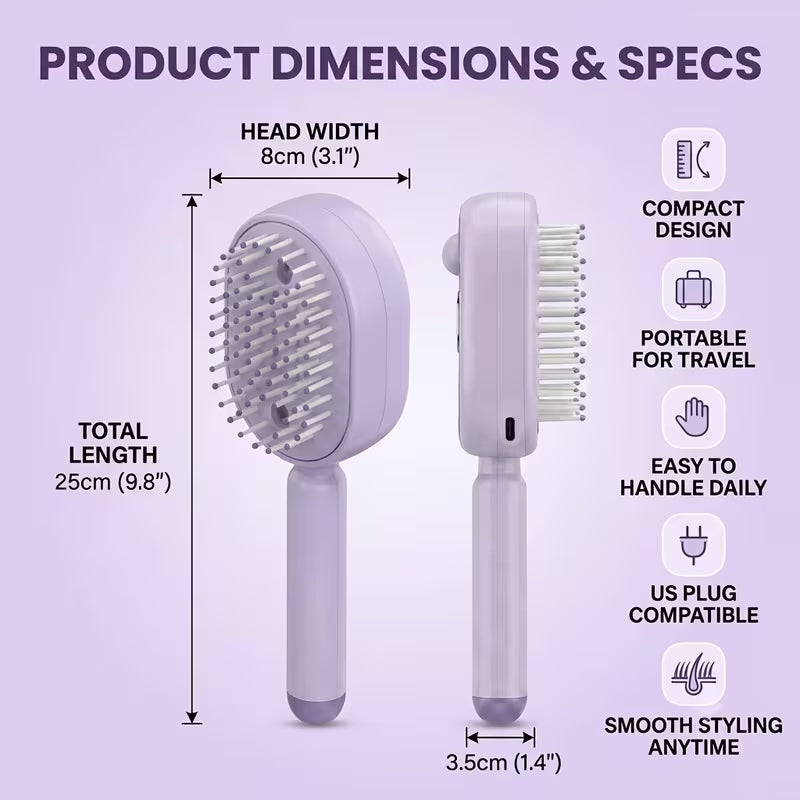 [TAZTIR]Massage Comb, Electric Soft-Cushioned Round-Tooth Scalp Massage Comb, Self-Cleaning Massage Comb, One-Button Retractable Comb Teeth, USB-Rechargeable Moisturizing and Smoothing Styling Comb.