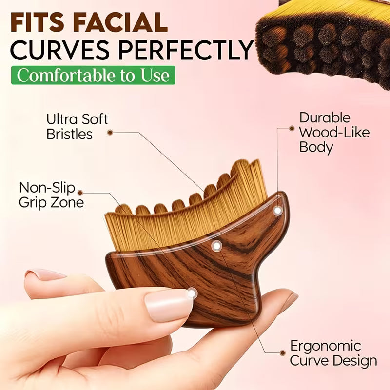[ Lymphatic Face Brush ] Large Super Soft Lymphatic Drainage Facial Brush, Chin Contour Massager With Ergonomic Angled Head, Dry Cleansing Brush For Face Massage, Loose Powder Blush, Face Cream & Body Lotion - Multifunctional
