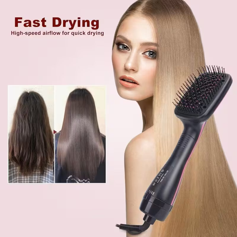 Portable Ionic Hair Straightener Brush: 3-In-1 Hot Air Brush And Styler with Negative Ion Technology, Frizz Control, Rapid, Wet/Dry Use, Anti-Scald - Comb/Straighter/Dryer in One The Perfect Valentine'S Day Gift
