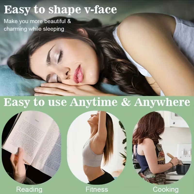 Reusable V-Line Facial Lifting Mask - Breathable Double Chin Reducer & Lower Jawline Tightener, Lavender Light Beige Tight Bandage, Refreshing Unscented Skincare Massager, Contoured Design with Secure Strap