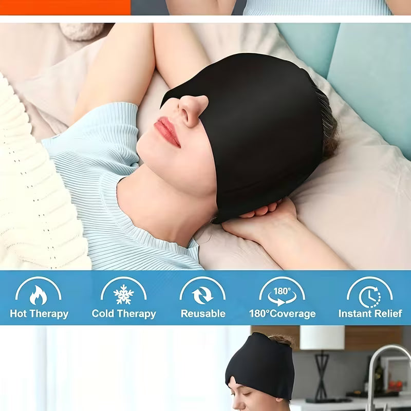 Gel Headache Ice Cap - Stretchable Hot & Cold Migraine Relief, Fragrance-Free, No Power Needed, Instant Pain & Stress Relief