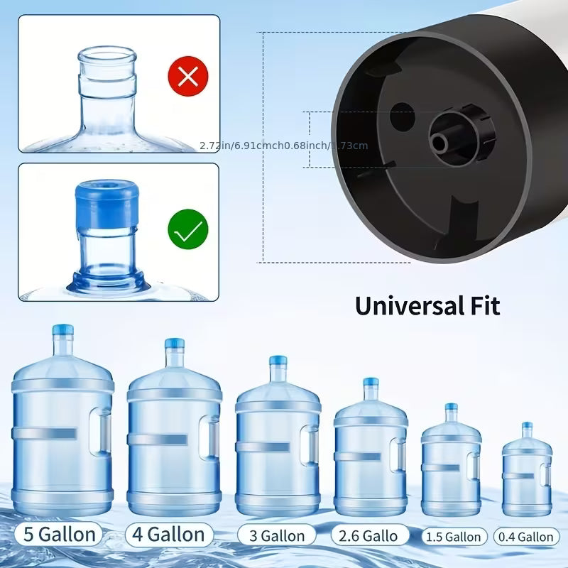 Electric Water Bottle Pump, Rechargeable Automatic Water Dispenser, One-Touch Dispensing Portable Jug Pump for 5-Gallon/4.99gal, Home & Office