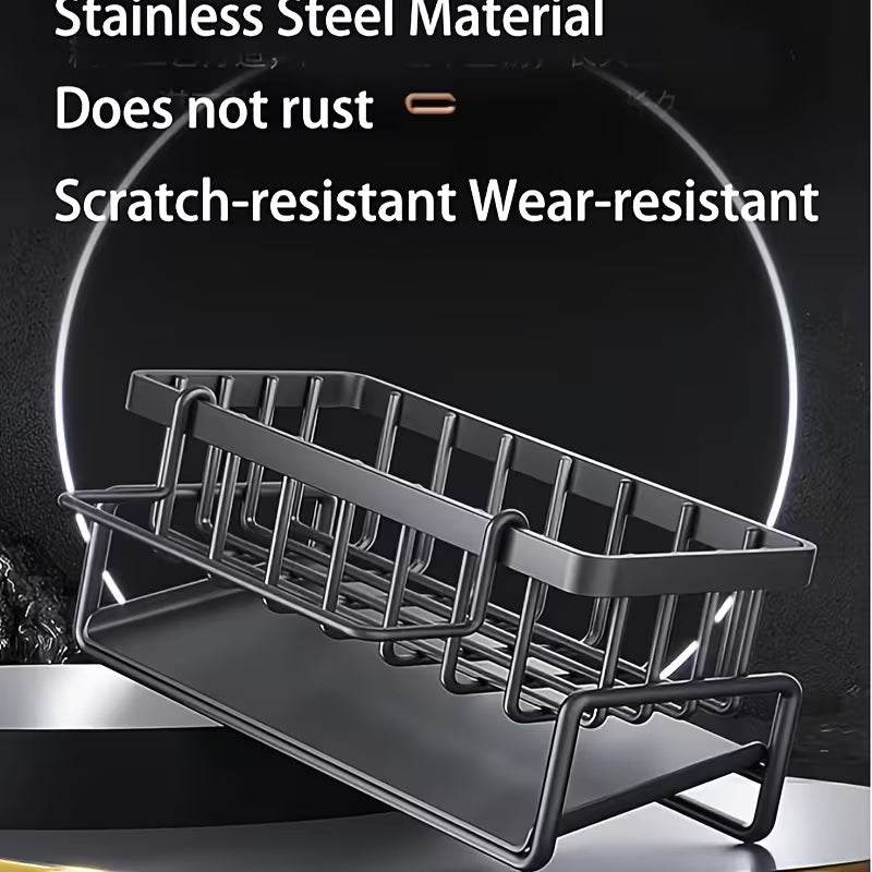 High Quality Kitchen Sink Tray, Integrated Sponge Rack, Multi-purpose Kitchen Countertop Storage Rack, Suitable for Rag, Dish Soap, Brush, Space Saving Bathroom Organizer, Kitchen Storage Rack, Kitchen Accessories