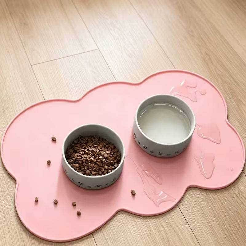 Silicone Pet Place Mat, Leak-Proof Non-Slip Feeding Mat for Dogs And Cats, Elliptical Bowl Pad