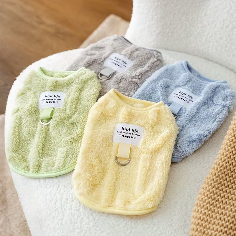 Autumn And Winter Dog Clothes Can Be Pulled Easy Solid Color Two Legs Fleece Wear Warmer Than Bear Cats Vests Pet Apparel