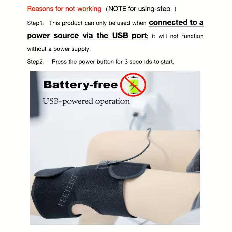 Knee Massager with Heat - 3 Adjustable Heating Pad -Keeps Knees Warm, Heating Pad for Joints, Muscles, Close-to-skin Comfort, Anti-slip Design, Breathable Fabric, Ideal Gift, Knee Brace for Men & Women - The Winter Essential for Cold-Weather Comfort.