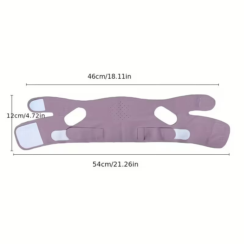 Reusable V-Line Facial Lifting Mask - Breathable Double Chin Reducer & Lower Jawline Tightener, Lavender Light Beige Tight Bandage, Refreshing Unscented Skincare Massager, Contoured Design with Secure Strap