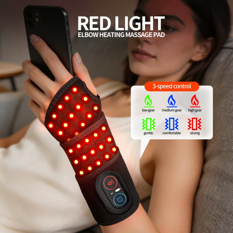 Red Light Heating Vibration Wrist Guard, Three-Level Temperature Control Massage Wrist Support, Wrist Discomfort, Adjustable Wrist Strap for Daily Care
