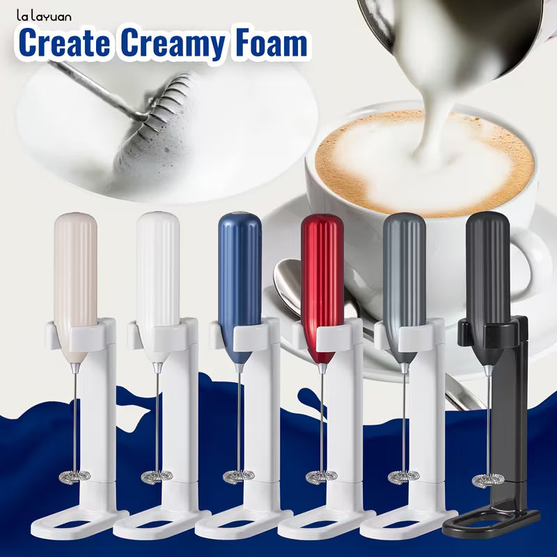 Lalayuan Powerful Electric Milk Frother, Mini Stainless Steel Milk Foamer, Battery Operated (Battery Not Included), Portable Drink Mixer Electric Whisk, Foam Maker for Coffee, Latte, Cappuccino, Matcha, Hot Chocolate