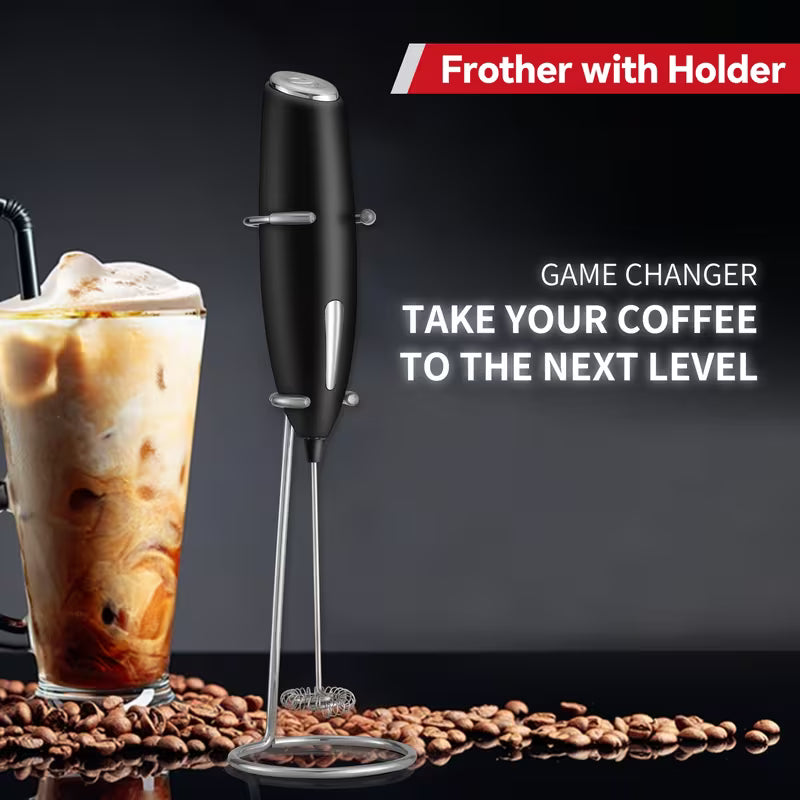 Lalayuan Powerful Electric Milk Frother, Mini Stainless Steel Milk Foamer, Battery Operated (Battery Not Included), Portable Drink Mixer Electric Whisk, Foam Maker for Coffee, Latte, Cappuccino, Matcha, Hot Chocolate