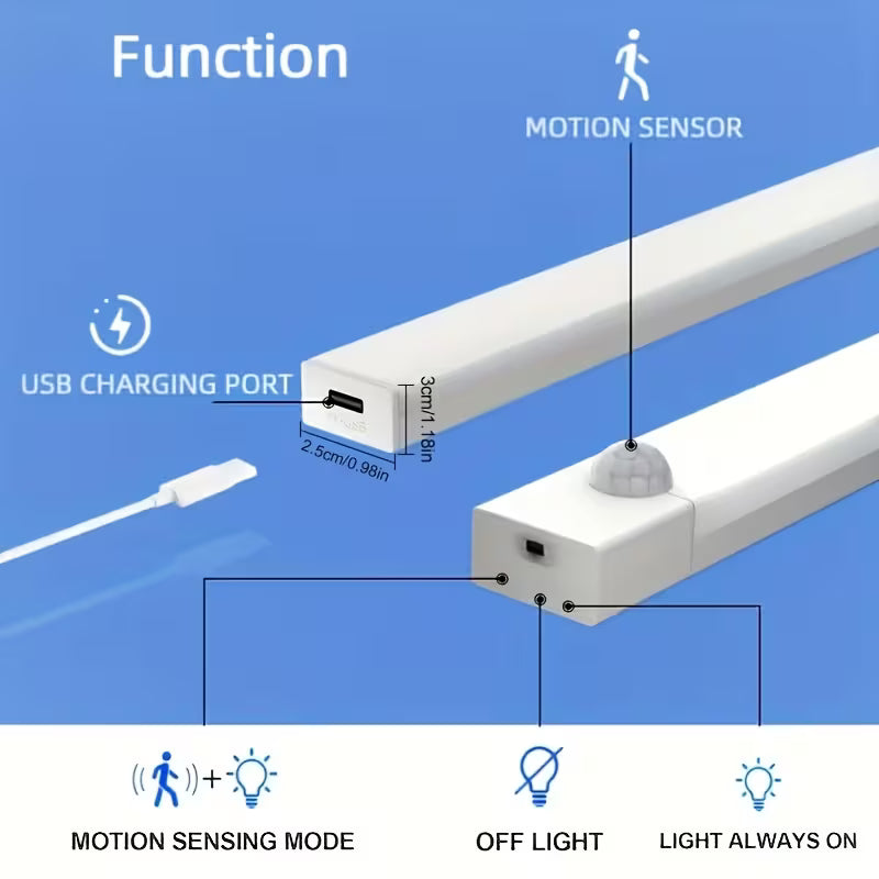 6/3pcs LED Motion Sensor-Dimmable Cabinet Lights, USB Rechargeable, 3 Adjustable Modes, Wireless Night Light for Bedroom, Staircase, Kitchen, Intelligent Offices Piano Room & Dance Studio, Bedside Reading Lights, Lights for Cabinets, Kitchen Lighting