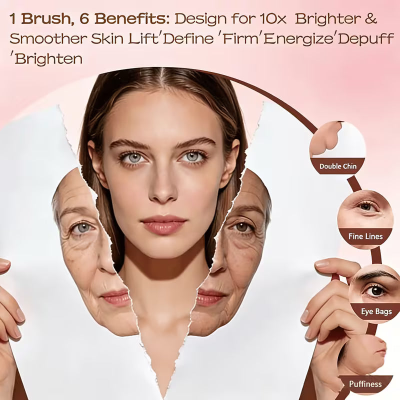 [ Lymphatic Face Brush ] Large Super Soft Lymphatic Drainage Facial Brush, Chin Contour Massager With Ergonomic Angled Head, Dry Cleansing Brush For Face Massage, Loose Powder Blush, Face Cream & Body Lotion - Multifunctional