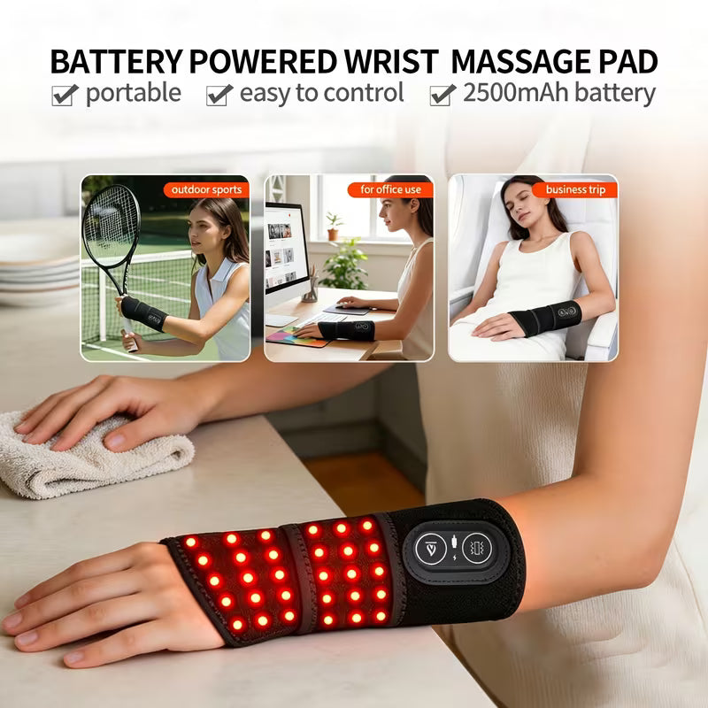Red Light Heating Vibration Wrist Guard, Three-Level Temperature Control Massage Wrist Support, Wrist Discomfort, Adjustable Wrist Strap for Daily Care
