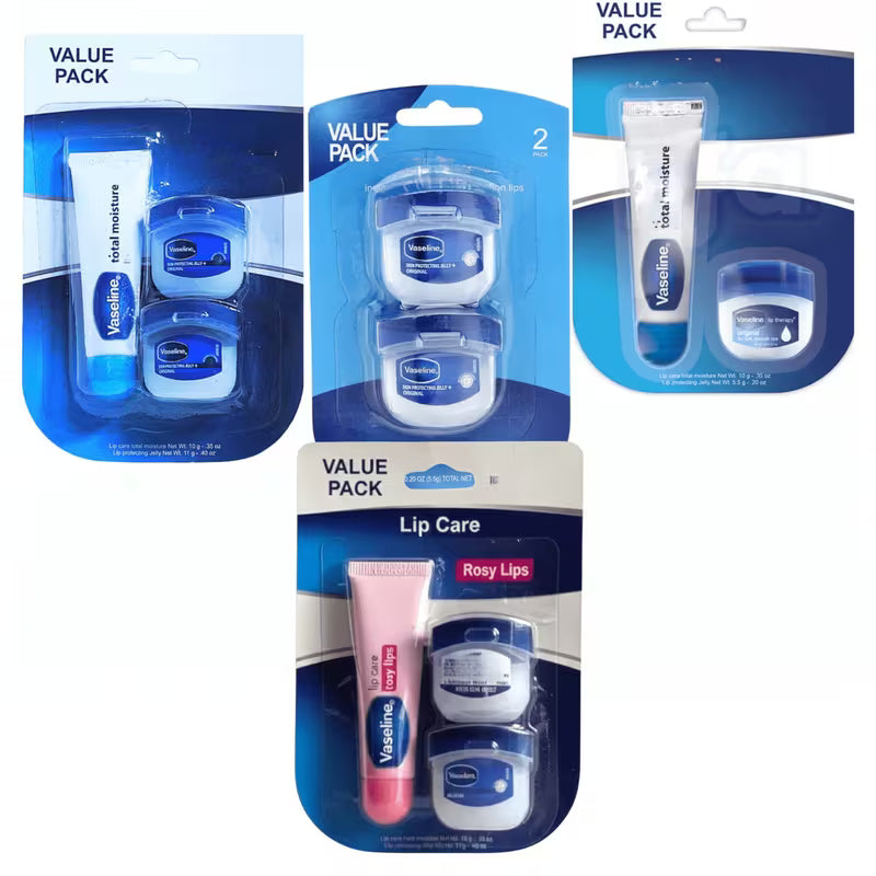 Vaseline Jelly (5.5g) & Total Moisture (10g) & RosyLips Travel Size Set Original
